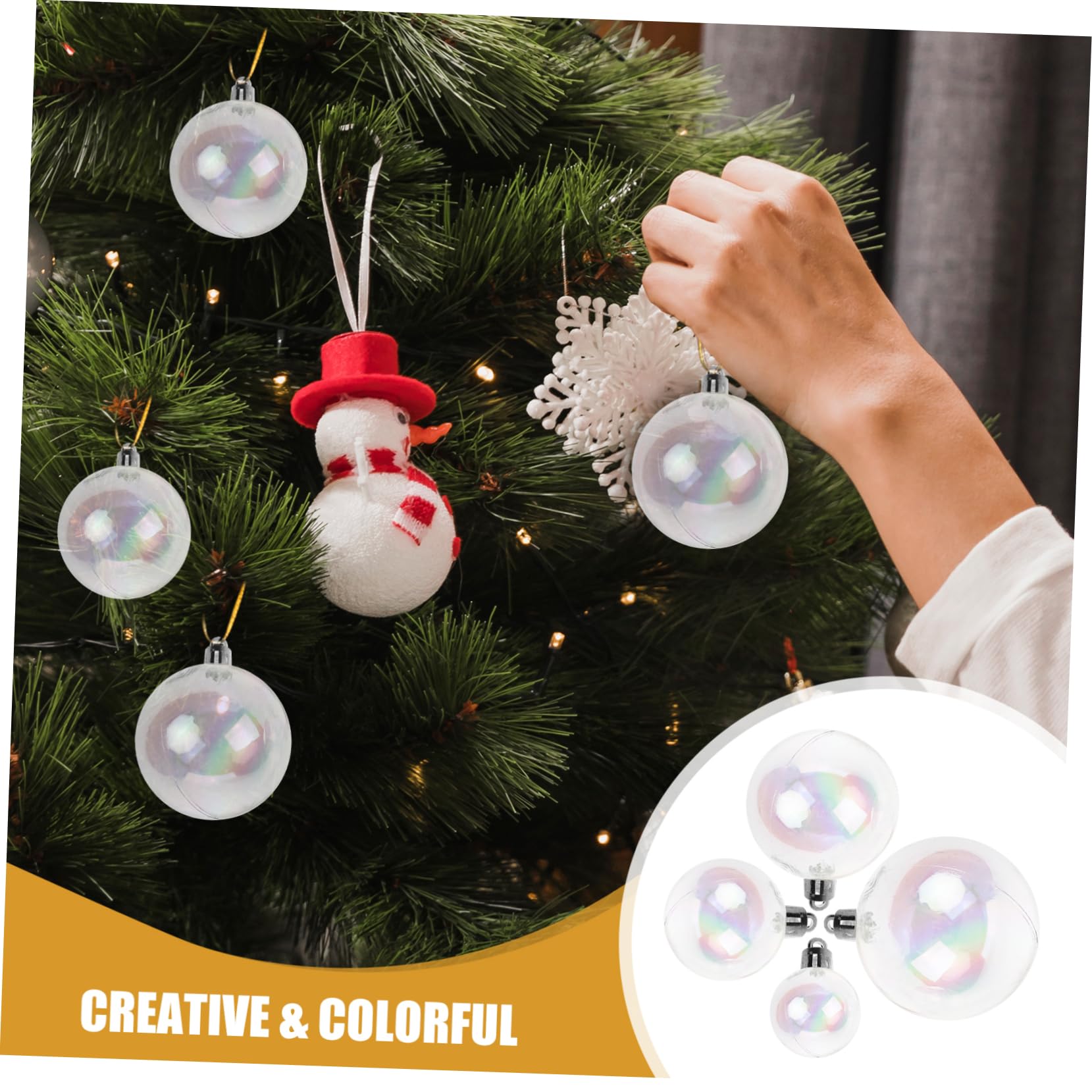 IMIKEYA 54stücke Weihnachtskugeln Transparent Bunte Baumschmuckkugeln Rund Und Irideszent Für Weihnachtsbaum Festlichkeiten Und Dekorationen