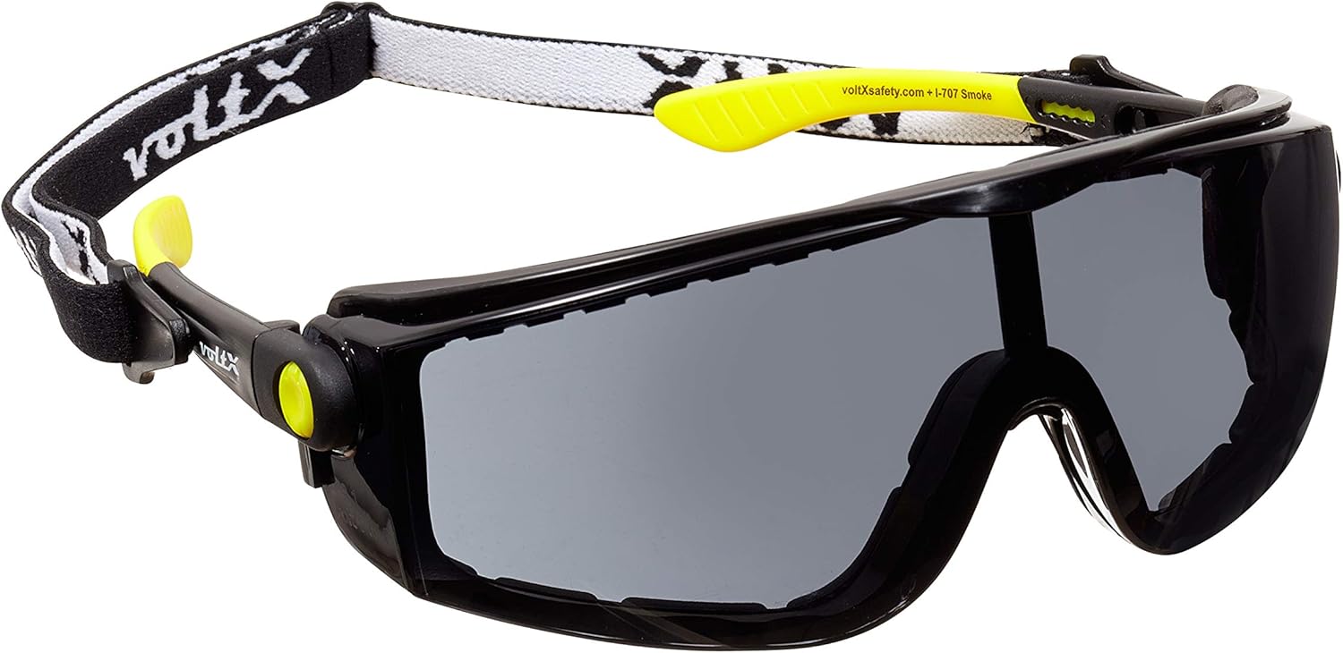 voltX 'QUAD' 4 in 1 SMOKE Lens Safety Glasses, with foam insert