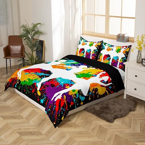 Miniatura 10 de Erosebridal Juego de ropa de cama Queen para niñas, funda de edredón de gimnasia para comer, dormir, color rosa y negro, funda de edredón para