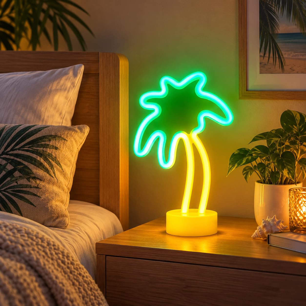 Amazon.co.jp: YSMNDE ヤシの木のネオンサイン、ココナッツツリーLED