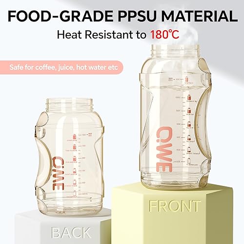 Miniatura 3 de QWE Botella de agua grande de gimnasio para mujer con tapas y popotes y asa, 54 onzas, resistente al calor, reutilizable, sin bisfenol A, botella de