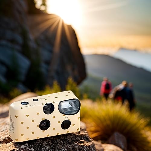 Vista 12 de Weddingstar Cámara desechable con flash, cámara de película de un solo uso de 1.378 in para recuerdos de boda o fiesta, corazones encantados