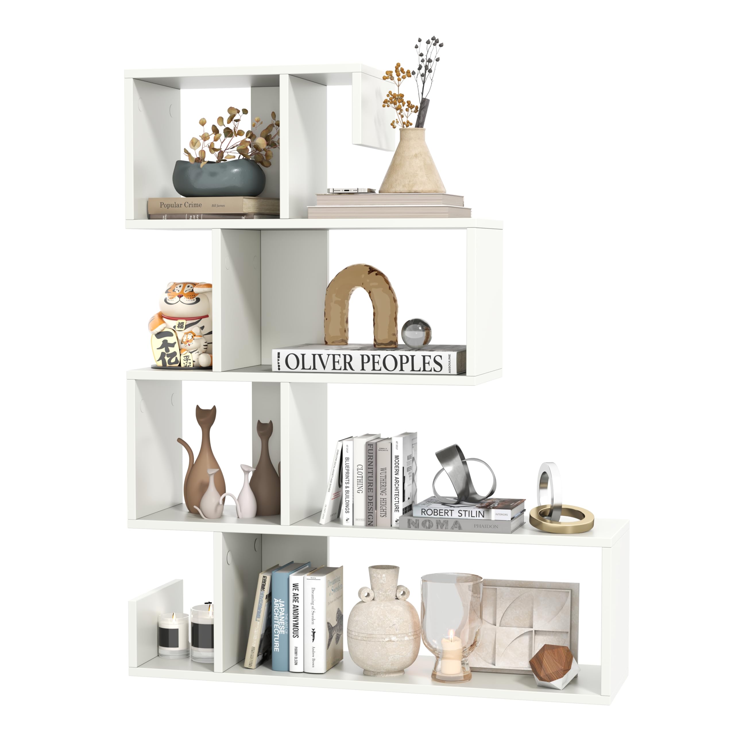 Amazon.com: SILKYDRY 5 Tier Geometric Bookshelf, S-Shaped Z Shelf
