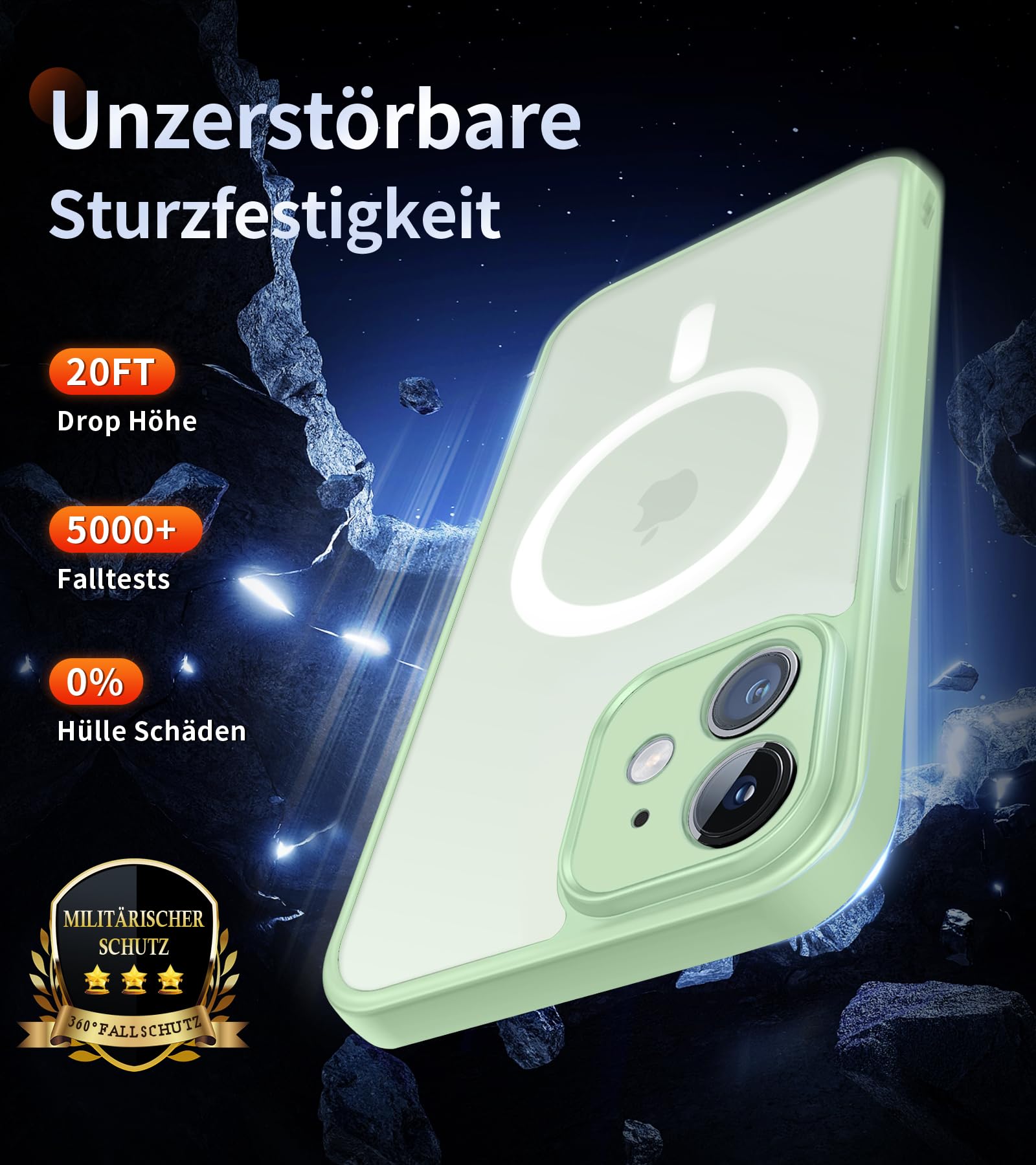 FLLAO Cover Magnetica per iPhone 12 Custodia e 2 Pellicole in Vetro Temperato, Cover iPhone 12 Compatibile con Magsafe, Custodia Traslucida Opaca Posteriore Sottile Antiurto Protettiva Case, Verde