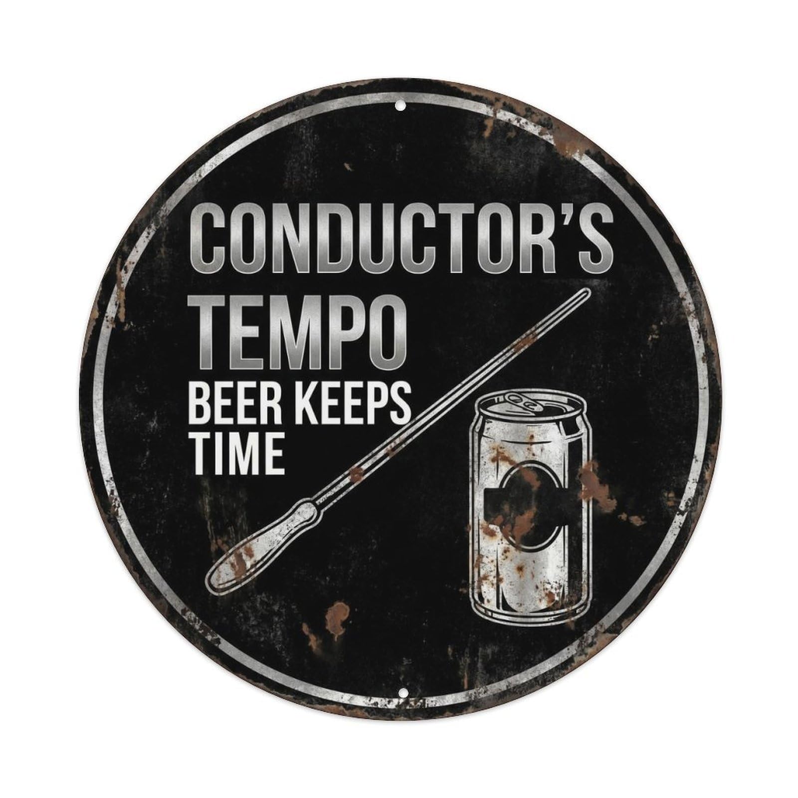 Retro Bar Conductor Orchestra Lounge Beer Metal Tin Sign Plaque Wall Decor for Cafe, Club Bar, Office, Home Garden Round Metal Poster 8x8Inch