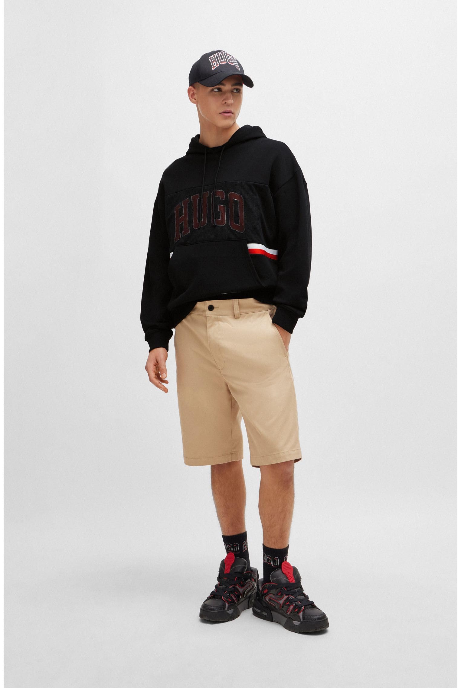 HUGO Herren Danody Relaxed-Fit Hoodie aus Baumwoll-Terry mit sportivem Logo Schwarz001 L