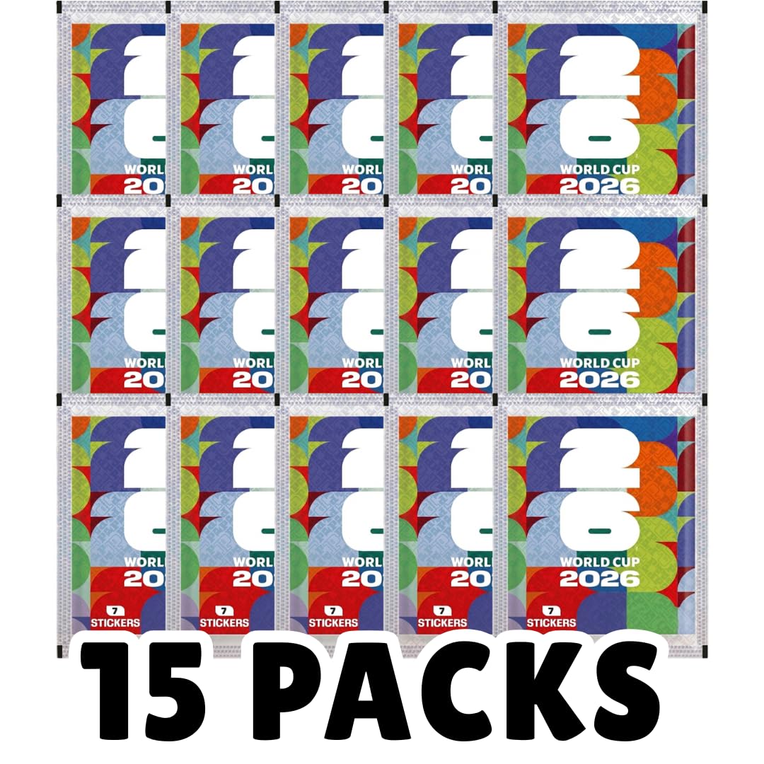 15x World Cup 2026 Sticker Bundle – 15 Versiegelte Tüten mit 105 Sammelstickern für Fußballfans & Sammler +Heartglobal Versandschutz