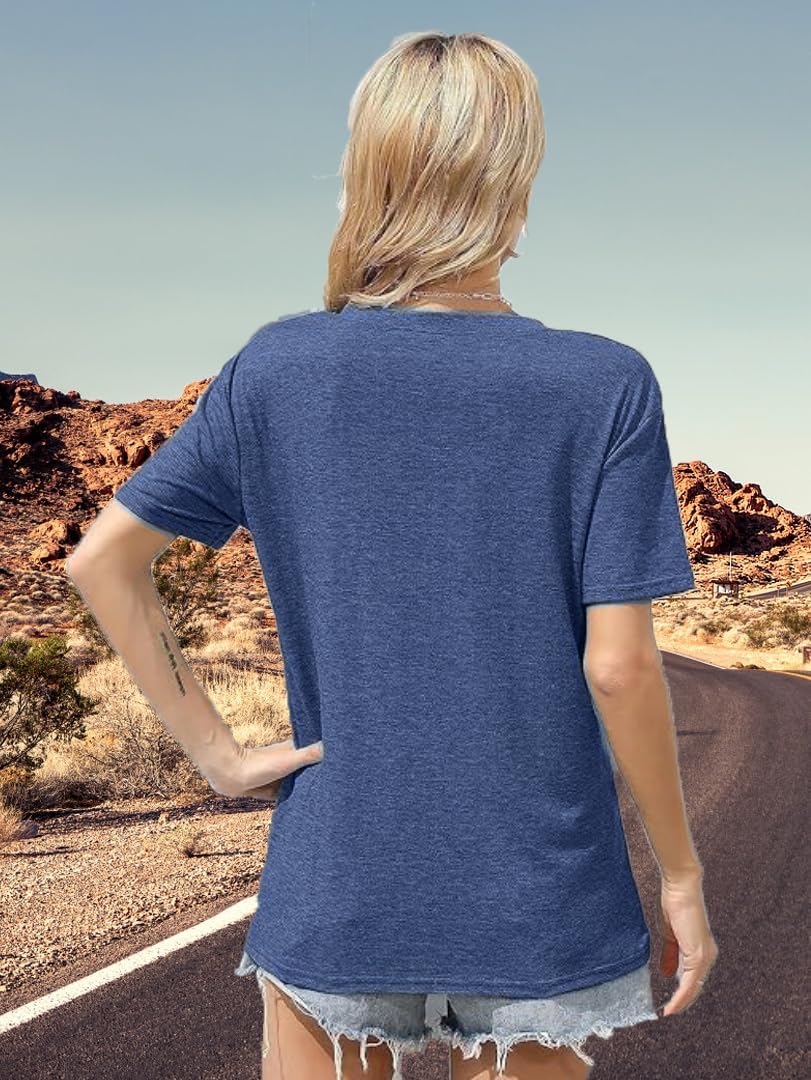 Road Trip Graphic Tees for Women Desert Cactus Highway Vintage Tees - Image 3