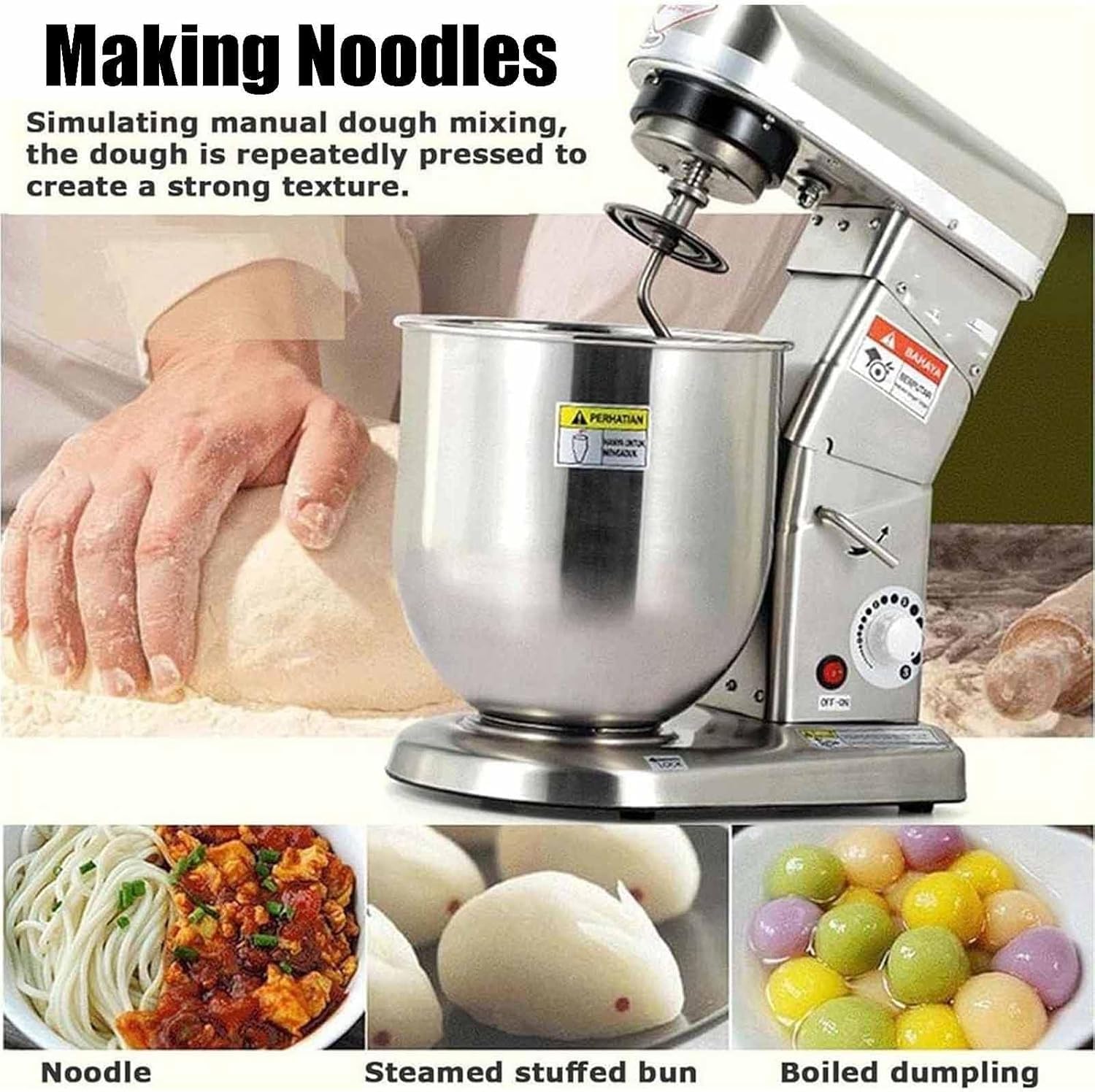 Robot da Cucina 3 in 1 da 500 W, Impastatrice Professionale per Uso Intensivo con Frusta A K, Gancio Impastatore E Frusta A Filo, Silenziosa Impastatrice Commerciale da Silver 5L