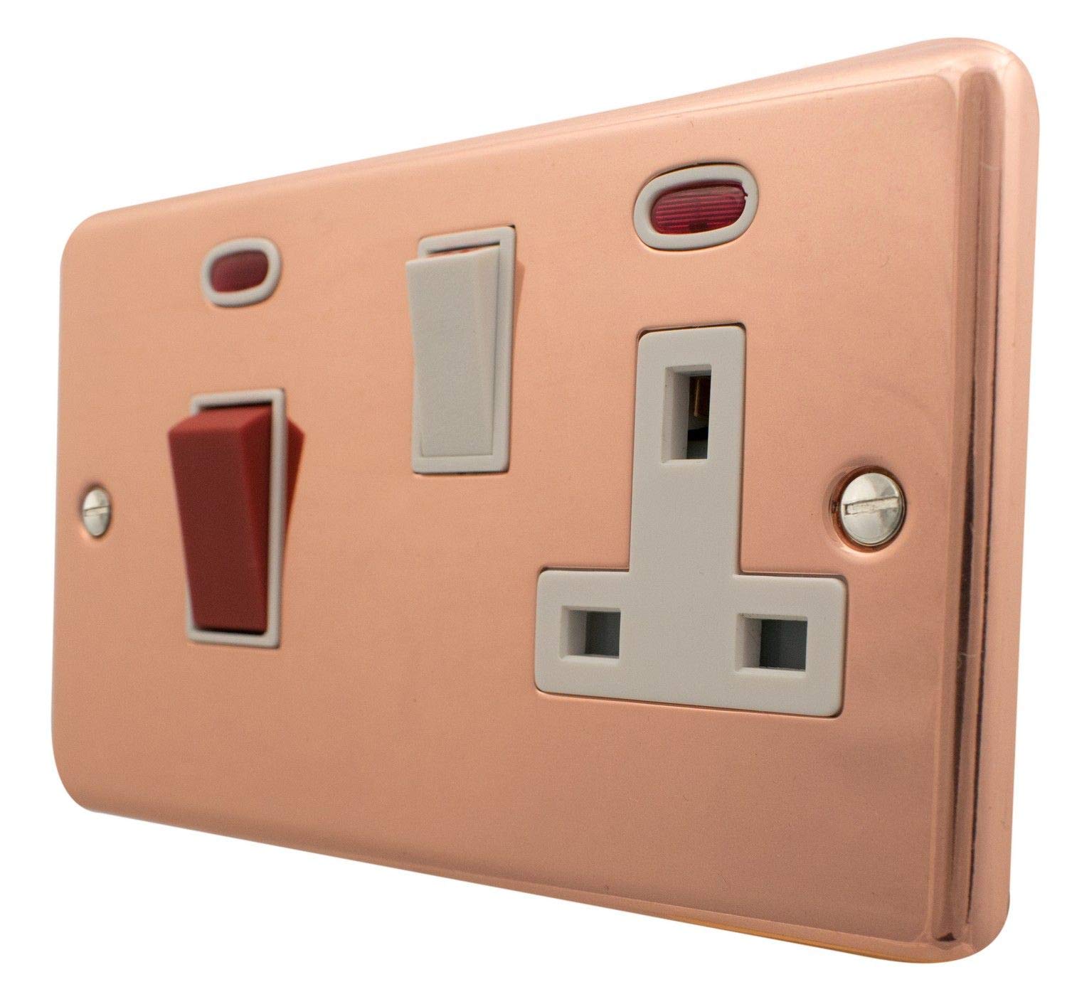 G&H Brassware White Contour Copper Cooker Switch With Socket ( Insert/ Switch) - Cbc29w