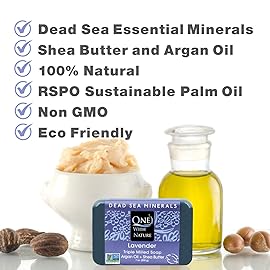 One With Nature Dead Sea Salt Lavender Soap 4oz 3-Pack - Soothing and Exfoliating Soap Bar with Dead Sea Minerals for Face & Body, for Men & Women