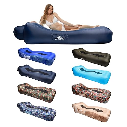 FORMIZON Aufblasbares Sofa, Luftsofa für Land und Wasser, Faltbar Air Lounger, Tragbares Leicht Aufblasbarer Liege mit Aufbewahrungstasche (Dunkelblau)
