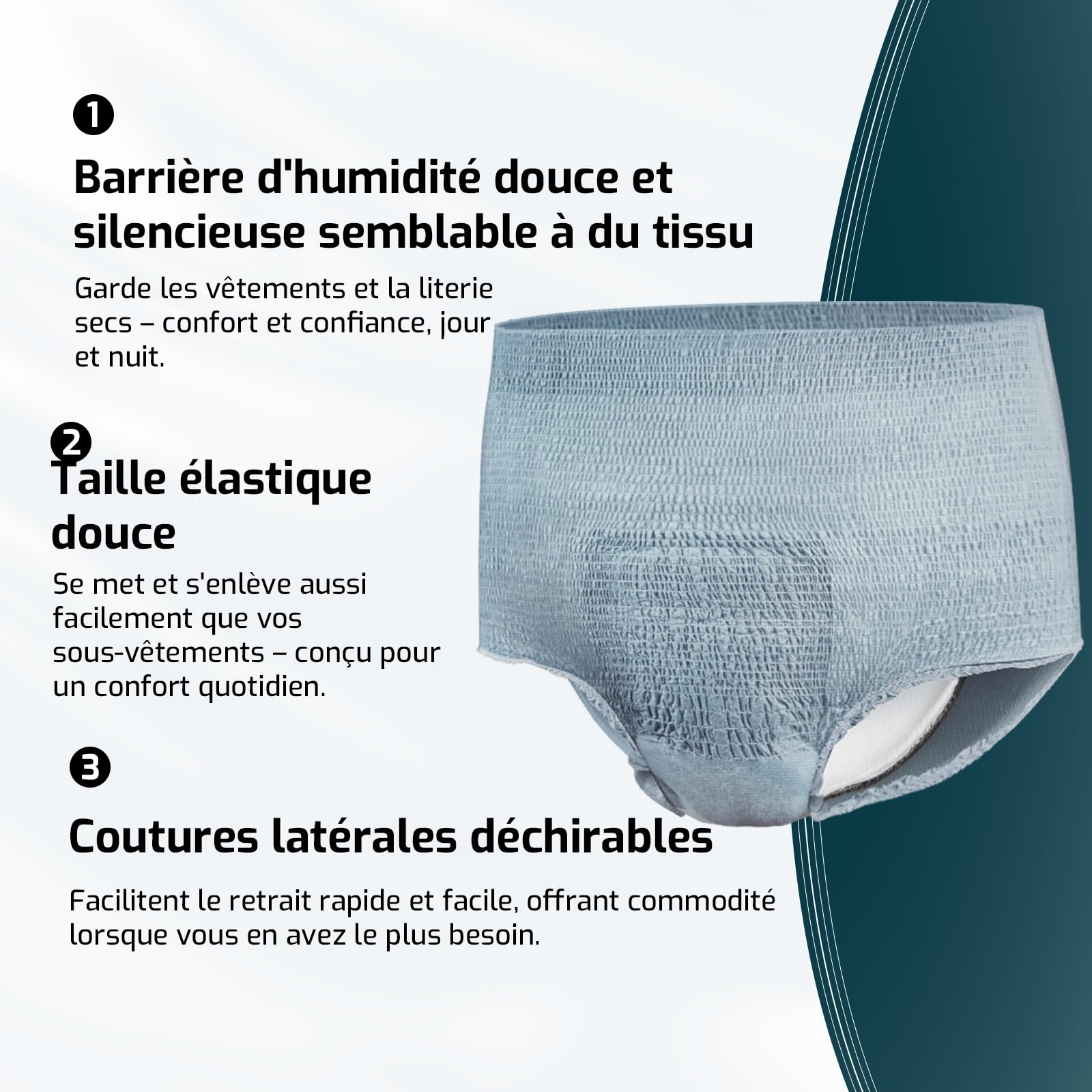 SUNKISS Sous-vêtements Incontinence Homme Slips Jetables Jour pour Adultes Culottes de Protection Masculines à Absorption Maxime Taille XL Gris 14 Unités