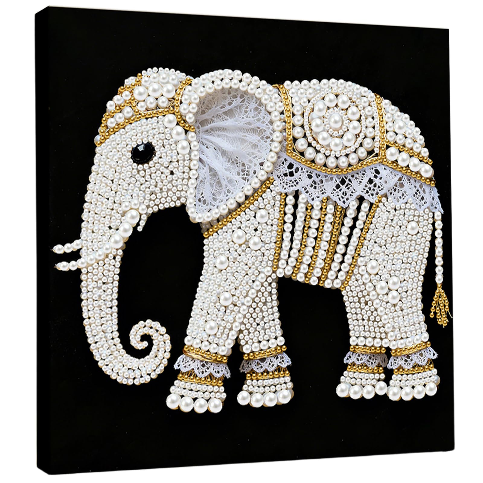 Elephant DIY Pearl Painting Kit for Adults Home Wall Decor 25x25cm with Frame