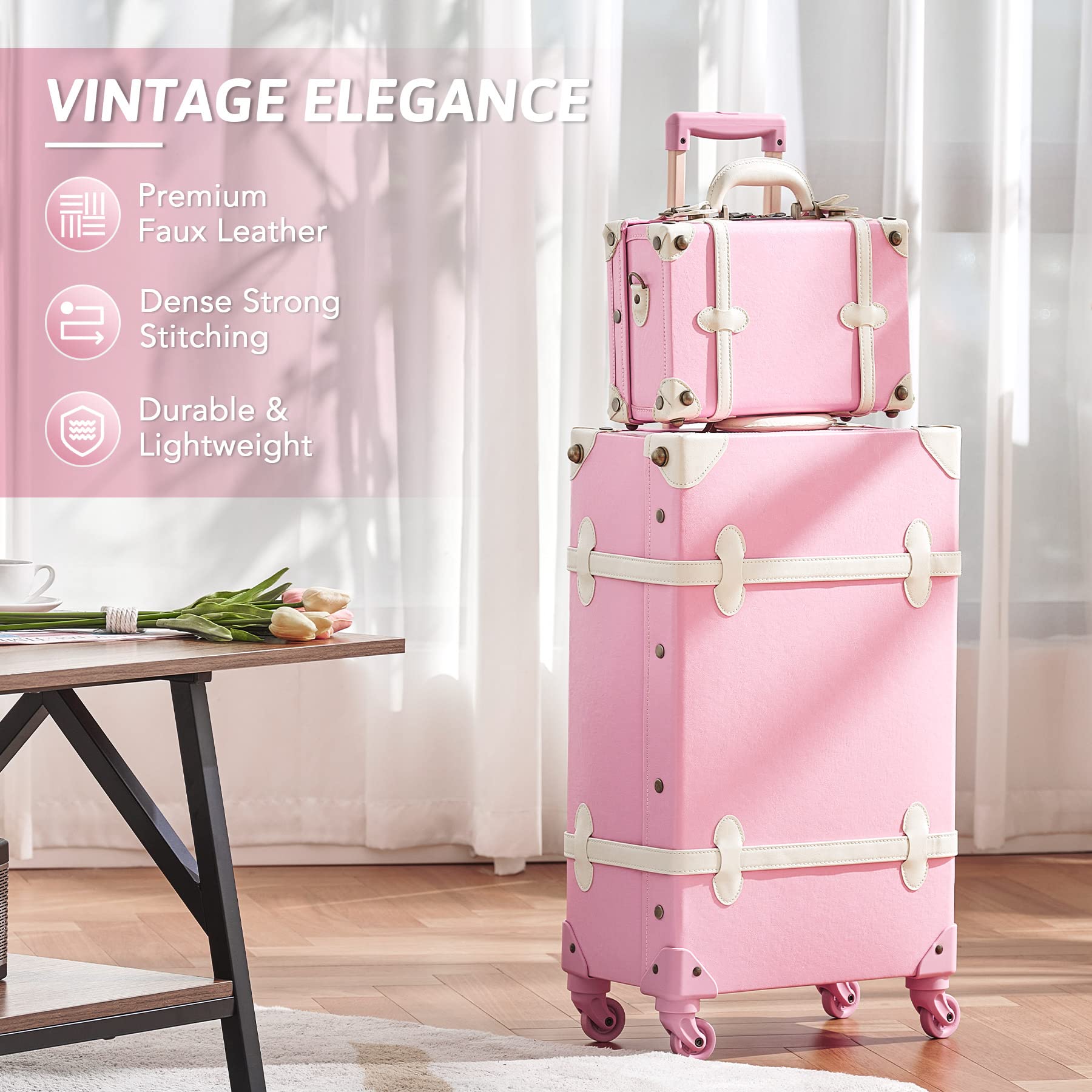 Buy COZ Vintage Luggage Set, Retro Hard Shell Suitcase with Spinner
