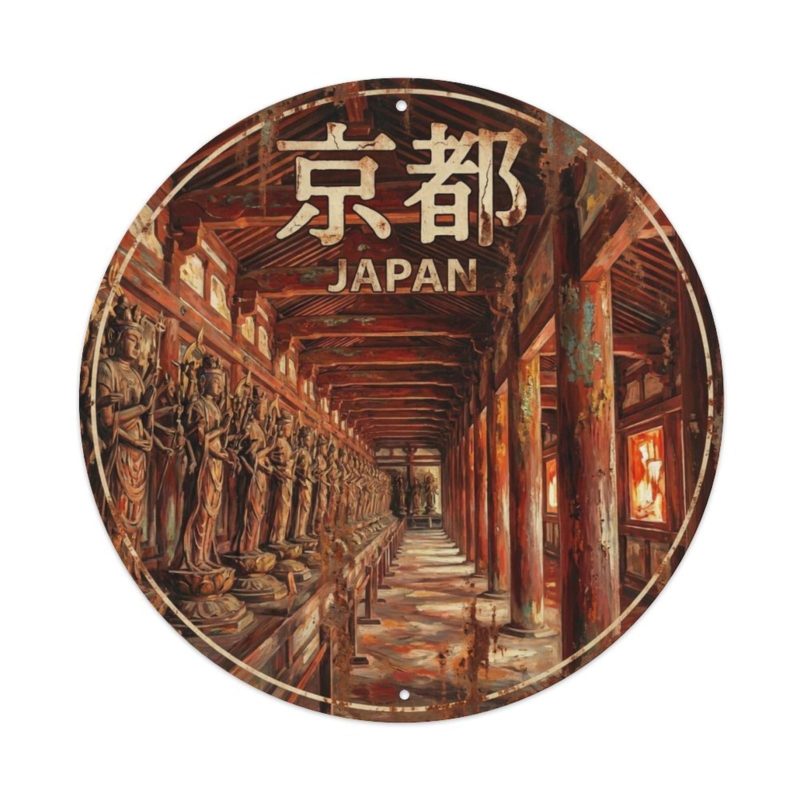 Vintage Travel Kyoto Japan Magnificence Vintage Metal Tin Sign Plaque Wall Decor for Cafe, Club Bar, Office, Garden Metal Poster 8x8Inch