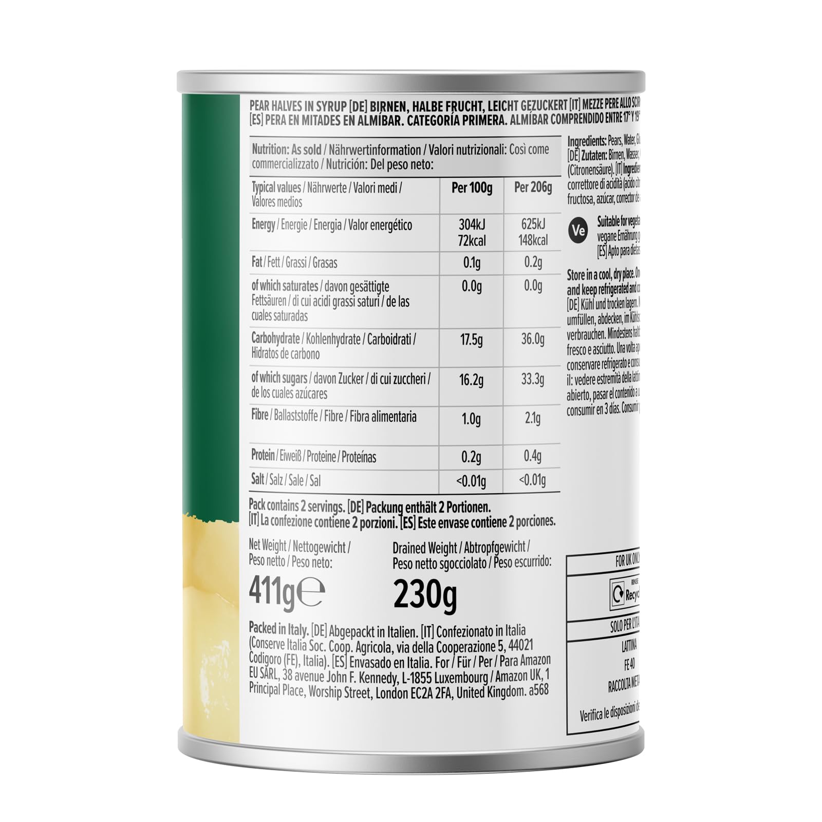 By Amazon Pera En Mitades En Almibar, 411g