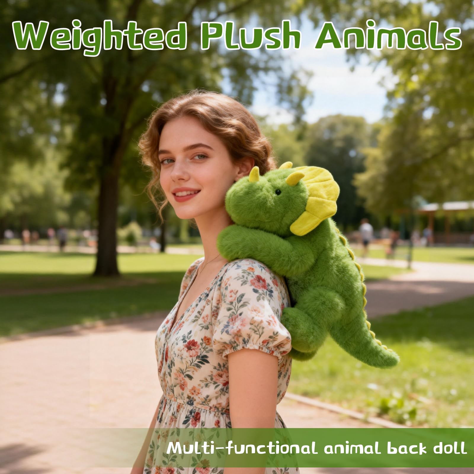 Weighted Dinosaur Plush Teddy, Soft Stuffed Animal Plushies, Cuddly Toy for Comfort & Relaxation - Image 3