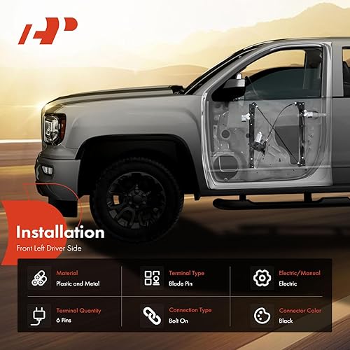 Miniatura 3 de A-Premium Elevalunas eléctrico con motor de 6 pines compatible con Nissan Pathfinder 2013-2021 Sport Utility delantera izquierda del lado del