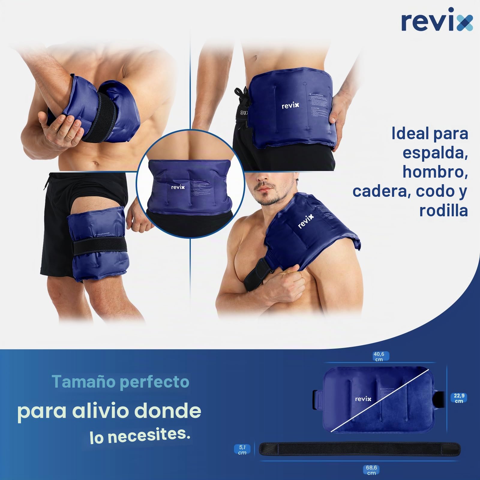 REVIX Bolsa de Hielo Reutilizable para el Alivio de la Espalda, Suave Forro de Felpa Gel Compresas Frías para la Parte Baja de la Espalda, Espinilla, Rodilla, Cadera, Brazo, Compresa Fría Flexible