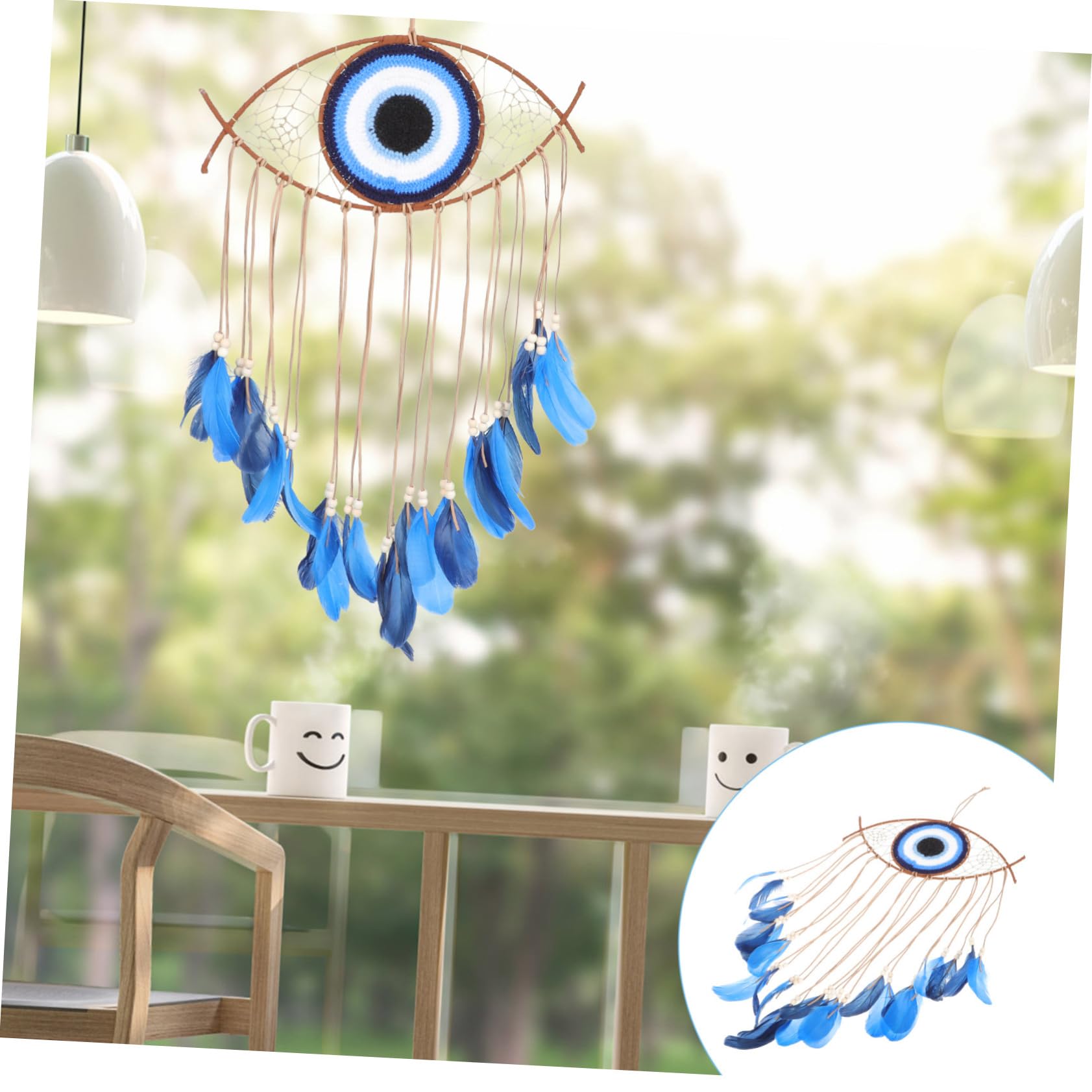 Ciieeo Evil Eye Dream Catcher Pendant Chic Hanging Decor for Bedroom Living Room Unique Friends Family Dark Boho Wall Decoration Premium Quality Plume Adornment