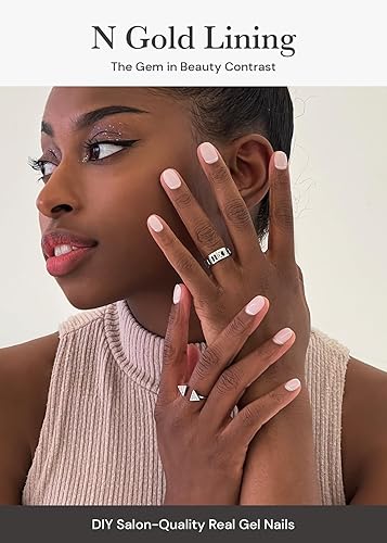 Miniatura 3 de ohora Tiras de uñas de gel semicuradas (forro N dorado), rango de tamaño extendido, funciona con cualquier lámpara de uñas, calidad de salón, larga
