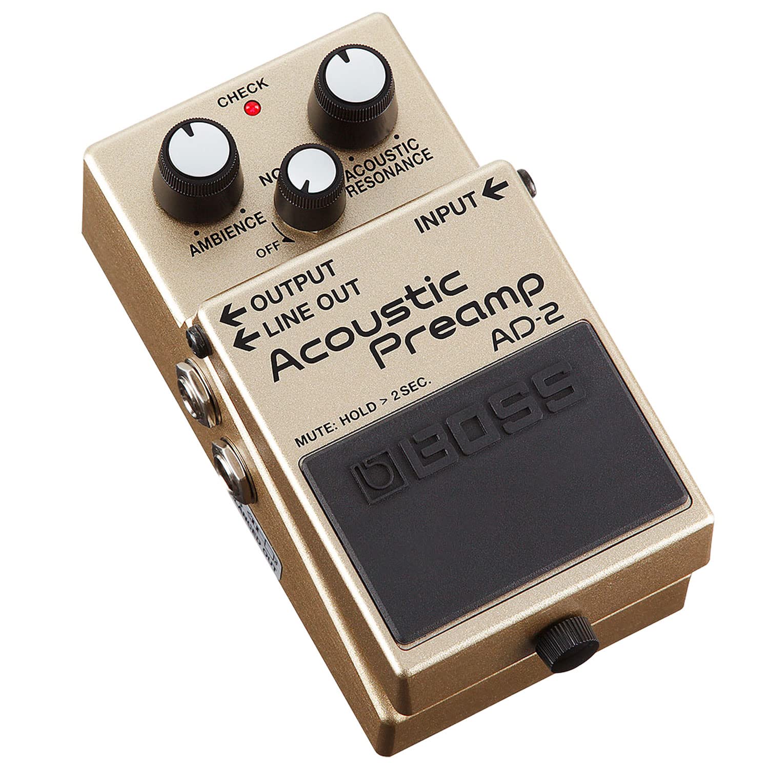 Boss AD-2 Acoustic Preamp Pedal Effektgerät für Akustik-Gitarre + keepdrum Klinkenkabel