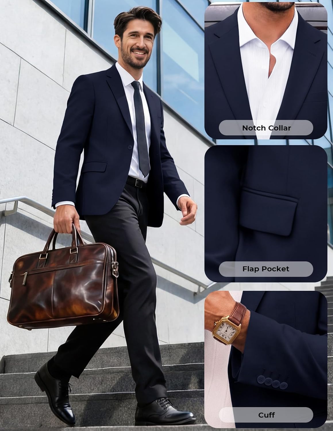 PJ PAUL JONES Men's Lightweight Sport Coat Casual One Button Blazer Breathable Sportcoat - Image 4