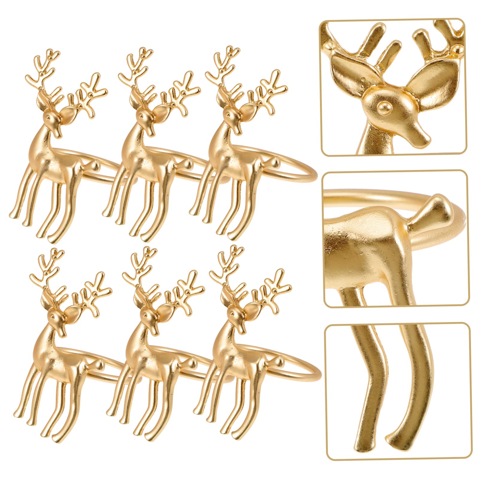 Alipis STK Weihnachtsserviettenschnalle weihnachtsdeko Schreibtisch weihnachtliche tischdeko Hochzeit Serviettenschnalle Tischserviettenringe Serviettenhalter Golddekor Legierung