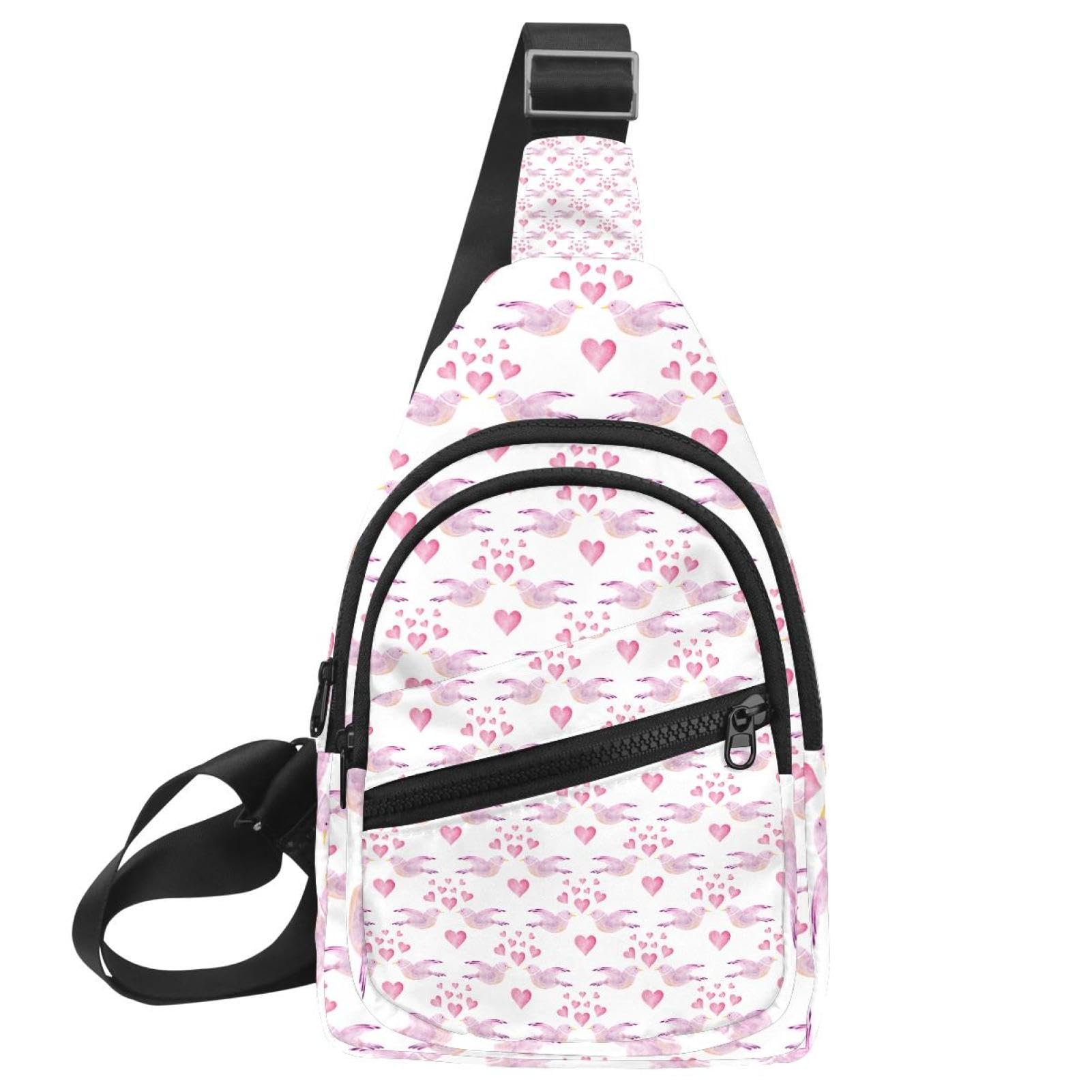 Bolso bandolera de San Valentín con corazones rosa, mochila de viaje para regalar en pareja 7