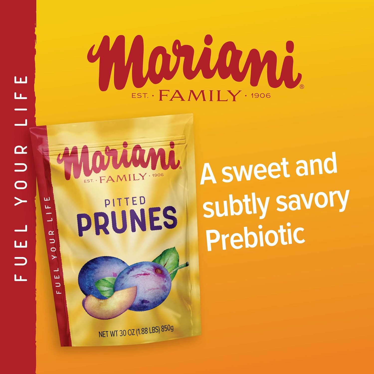 Mariani Pitted Dried Prunes, No Sugar Added, 30 Ounces (Pack of 1) - Resealable Bag
