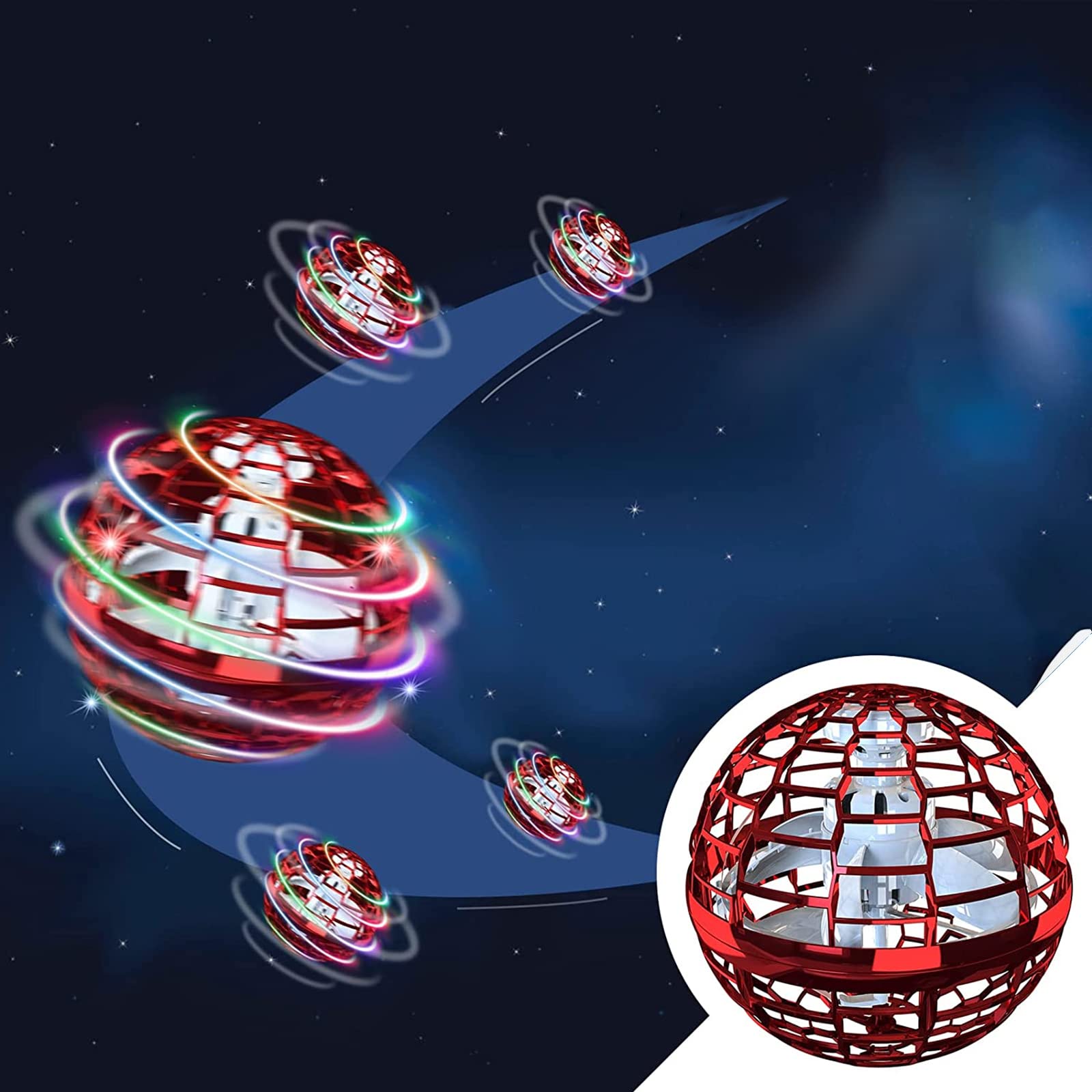 MUSUNFEFlying Ball Toys- Toys Gifts for 6-10 Year Old Boys Girls, Hand Controlled Mini Drone Infinity Boomerang Soaring Ball UFO Fly Orb Safe Gifts Indoor Outdoor Games for Kids