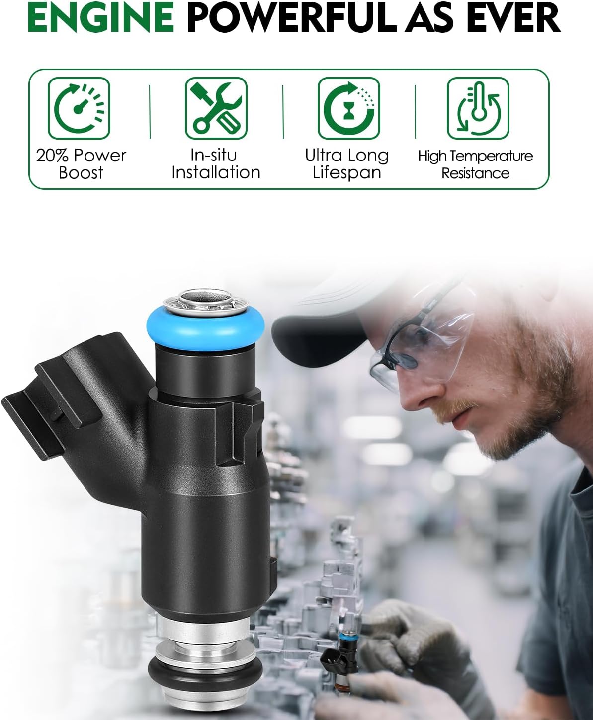 Fuel Injectors 12613411 for:-Chevy Silverado 1500 Tahoe Suburban AvaLanche 2010 2011 2012 2013 2014, for:-GMC Sierra Yukon Savana, 4.8L 5.3L 6.0L, 4 Holes, OE# FJ1061 (8 Pcs)
