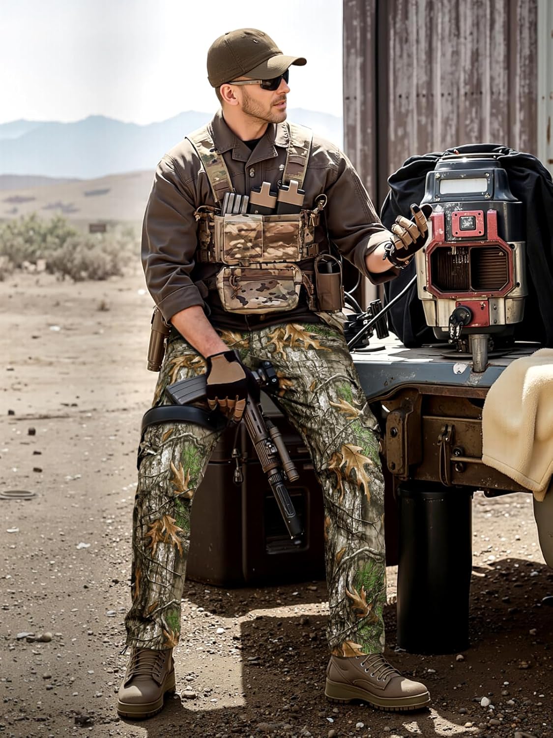 GINGTTO Men's Hunting Pants Camo Cargo Tactical Pants Lightweight Insulated Clothes Brush