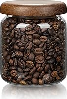 Vista 14 de 1 unidad de tarros pequeños de vidrio para almacenamiento con tapas herméticas, 11 fl oz (300ml) envase de vidrio para café con tapa de madera