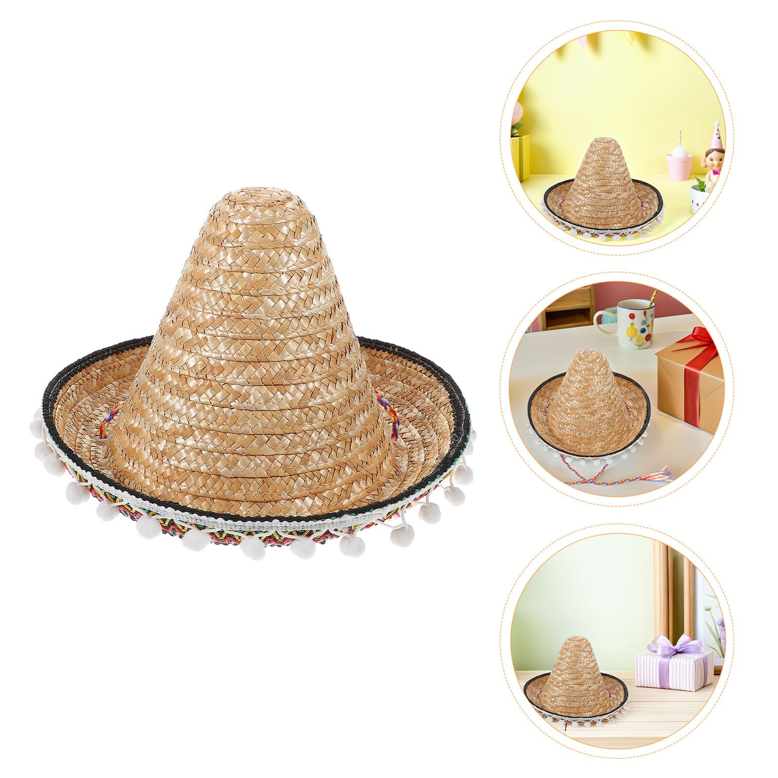 FOMIYES Sombreros de Fiesta Mexicanos para Adultos 2 Piezas Sombreros de Paja Borde Diámetro 30 CM Accesorios para Fiestas Temáticas Mexicanas y Celebraciones