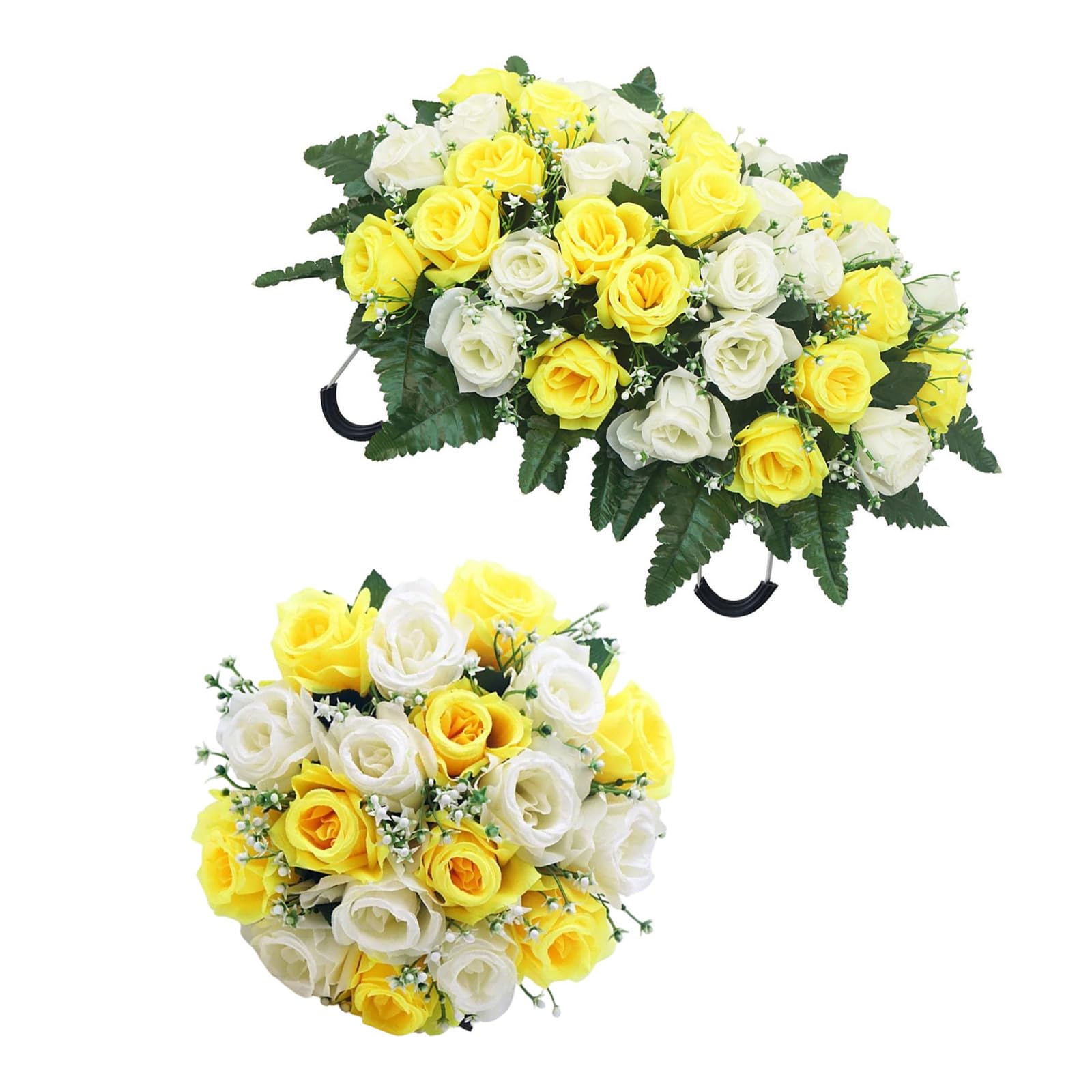 JSGHGDF Of 1 Realistic Silk Rose Flower for Cemetery Decoration Mixed Colors Handcrafted Memorial Floral Arrangement Silk Flower for Tombs