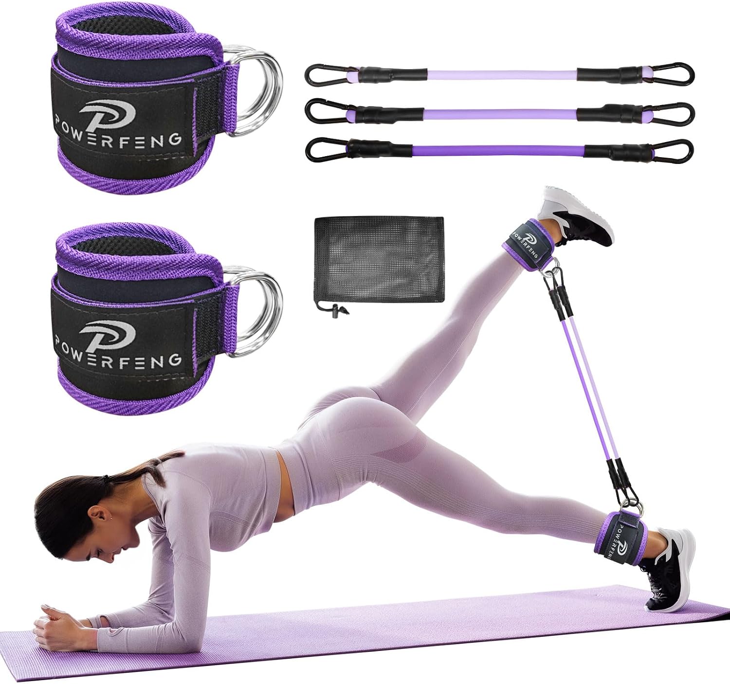 Ankle Resistance Bands with Cuffs: Women Ankle Strap Band for Working Out - Ankle Resistance Bands for Glutes Hip & Leg Butt Training Workout Exercise Equipment