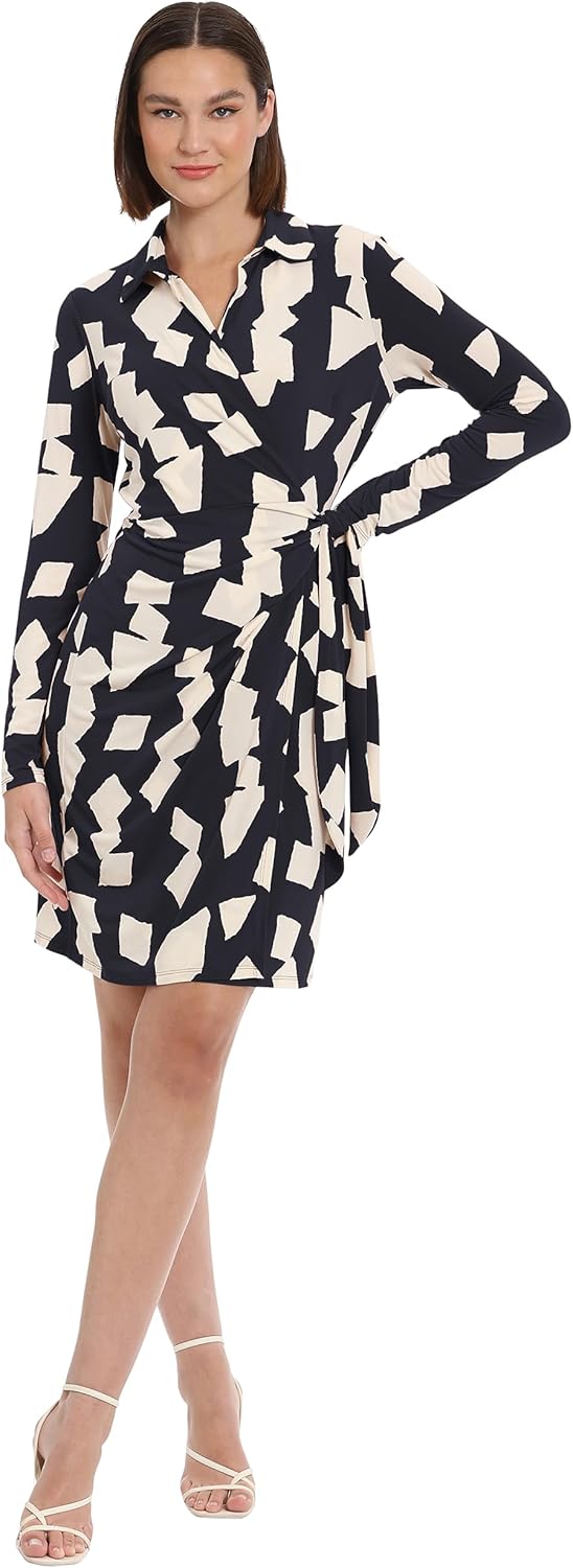 Donna Morgan Women's Long Sleeve Wrap Dress Workwear Career Desk to Dinner Event Party Guest of