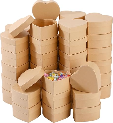 24 cajas de papel en forma de corazón, pequeña caja de regalo con tapa de 3.9 pulgadas, cartón anidable, cajas vacías para niños y adultos,