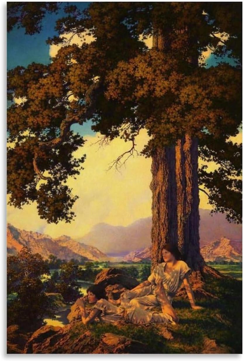 WangXianYY Maxfield Parrish Wall Art Prints Paintings Poster Hilltop (1926) Wall Art Picture Painting Canvas Prints Artworks Bedroom Living Room Decor Unframe 24x36inch(60x90cm)