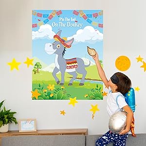 Haunt Couture Ultimate Fiesta Party Game - Ponle la Cola al Burro (Pin The Tail on The Donkey) - Reusable Poster for Cinco de Mayo, Birthdays & Themed Events