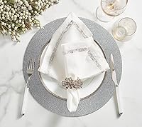 Vista 2 de Kim Seybert Juego de 4 manteles individuales de guijarros en pirita