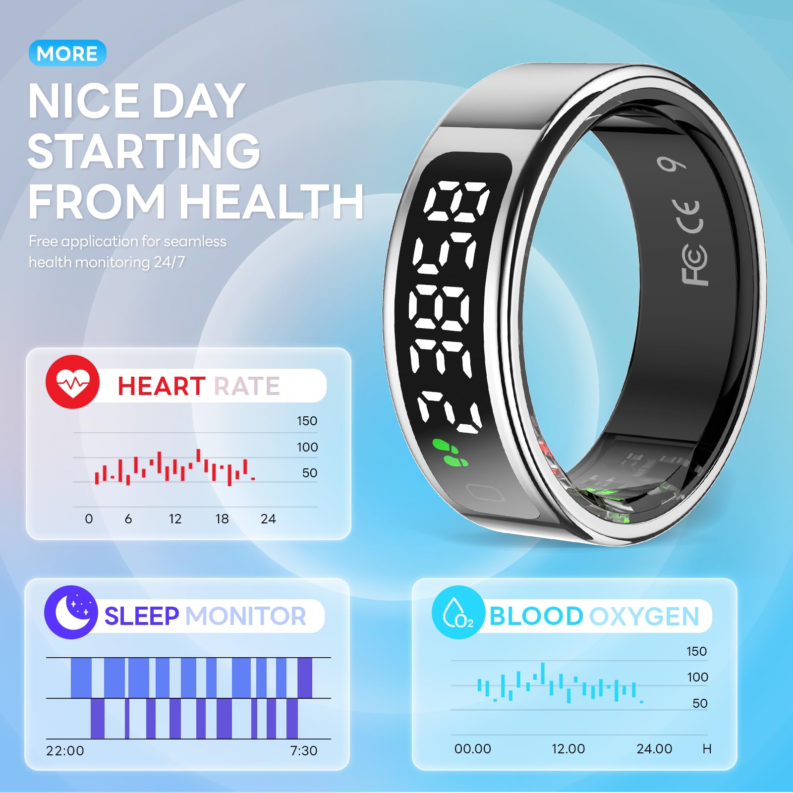 Bracelet de suivi d'activité physique avec affichage LED, surveillance de la santé et du sommeil 24h/24, 7j/7, étanche à 5 ATM, compatible avec Android et iOS