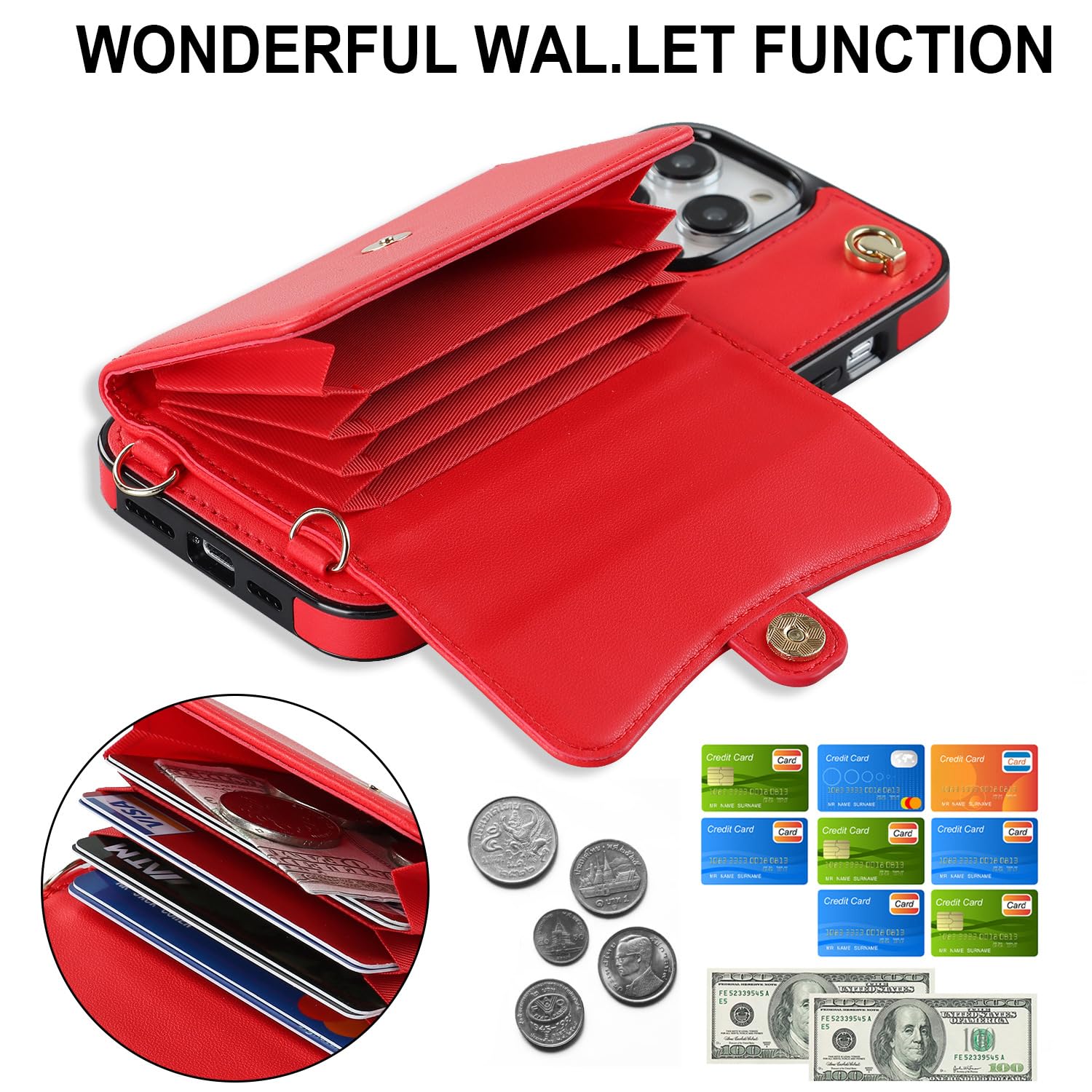 lefeda Capa transversal para iPhone 14Pro Max/14 Pro/14 Plus/14