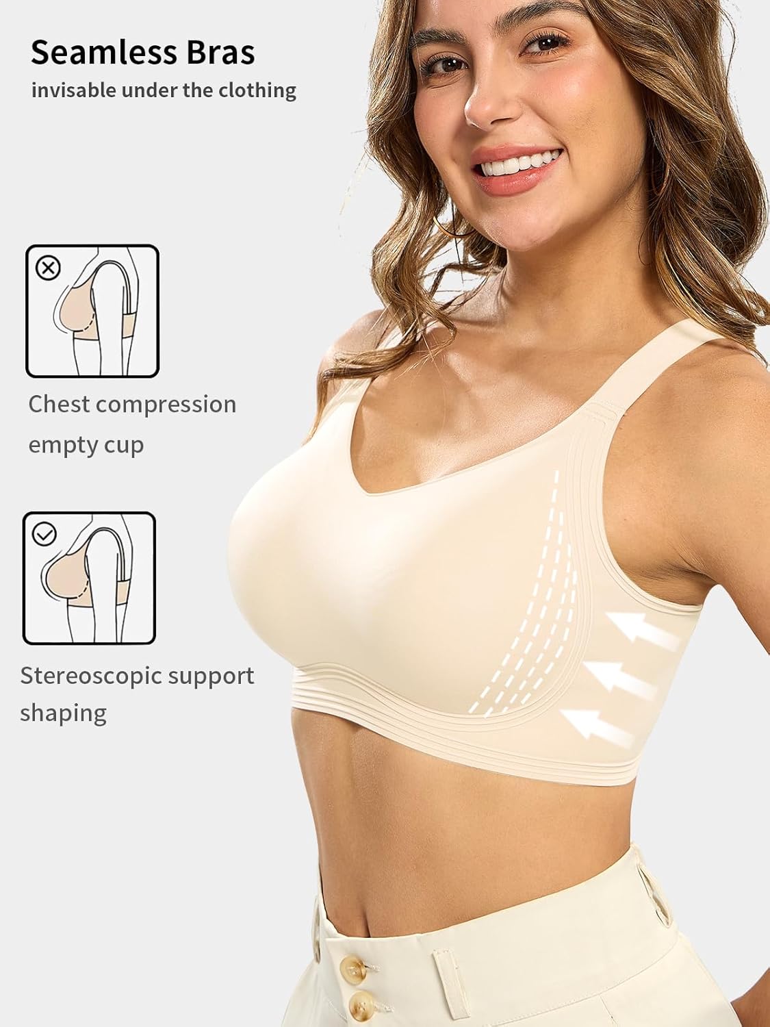 Women's Push Up Bra No Underwire Full Coverage Anti Sagging Sport Bras for Women Seamless Comfortable - Image 4