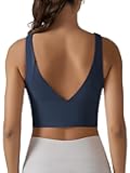 Longline Sports Bra for Women V Back Wireless Padded Medium Support Yoga Bra Workout Crop Tank Tops