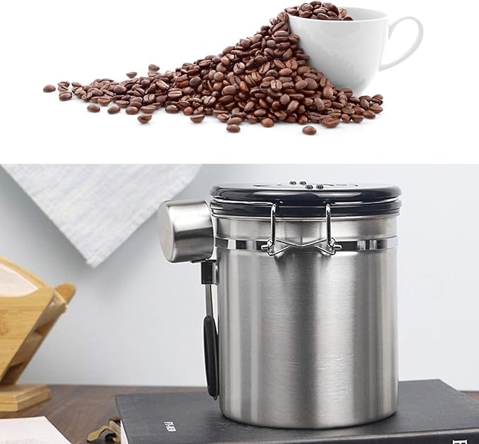 Rengue Recipiente de Acero Inoxidable para Café, 1.8L Hermético con Válvula miniatura 2