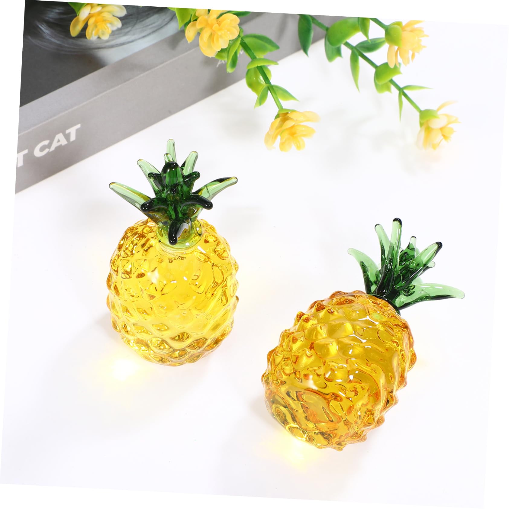 Cabilock 8 Piezas De Adornos De Cristal Decoración De Piña Estatua De Piña Frutas De Piña Falsas Fruta Simulada Decoración De Piña Pequeña Estatuilla De Fruta Decoración De Aula De Piña