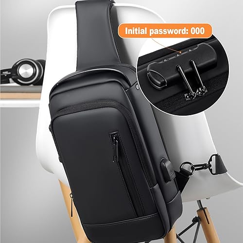 Miniatura 2 de Bandoleras pequeñas para hombre, mochila antirrobo, impermeable, ligera, con una correa, Negro, Pequeño, Mochilas Daypack